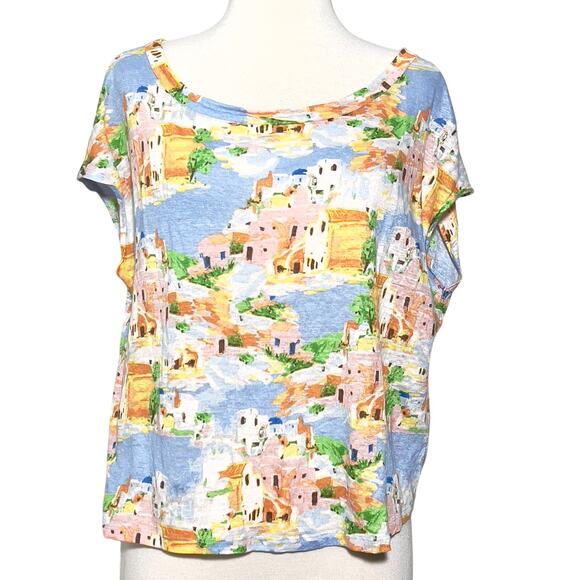 Cynthia Rowley SZ M Linen Summer Print Top - Picture 1 of 7